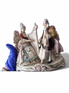 VINTAGE GRAFENTHAL PORCELAIN FIGURINE COUPLE PLAYING CELLO AND HARP